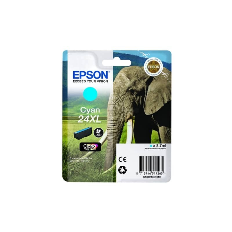 Cartuccia inkjet alta capacità Elefante 24XL Epson ciano C13T24324012