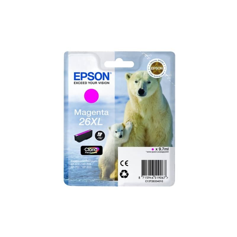 Cartuccia inkjet alta capacità Orso polare 26XL Epson magenta C13T26334012