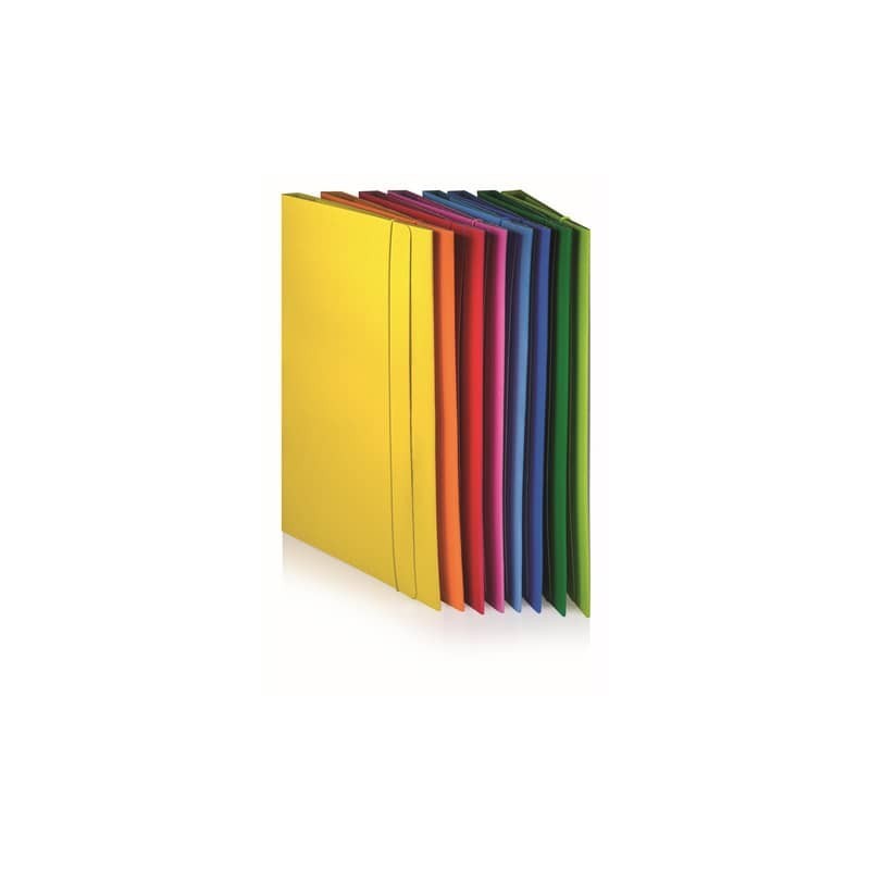 Cartella plastificata a 3 lembi con elastico tondo BREFIOCART in presspan 25x35 cm arancio - 0208805.AR (Conf.10)
