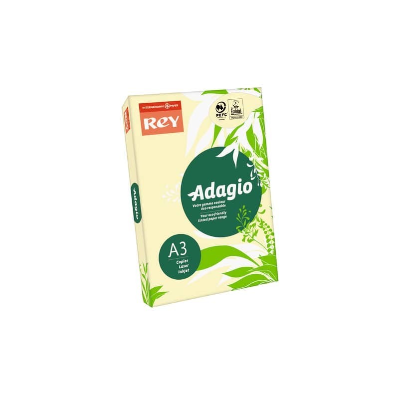 Carta colorata A3 Sylvamo Rey Adagio 80 g/m² giallo canarino 03 - Risma da 500 fogli - ADAGI080X660