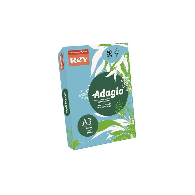 Carta colorata A3 Sylvamo Rey Adagio 80 g/m² blu tenue 48 - Risma da 500 fogli - ADAGI080X657