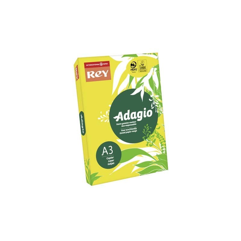 Carta colorata A3 International Paper Rey Adagio 80 g/m² giallo intenso 66 - Risma da 500 fogli - ADAGI080X670