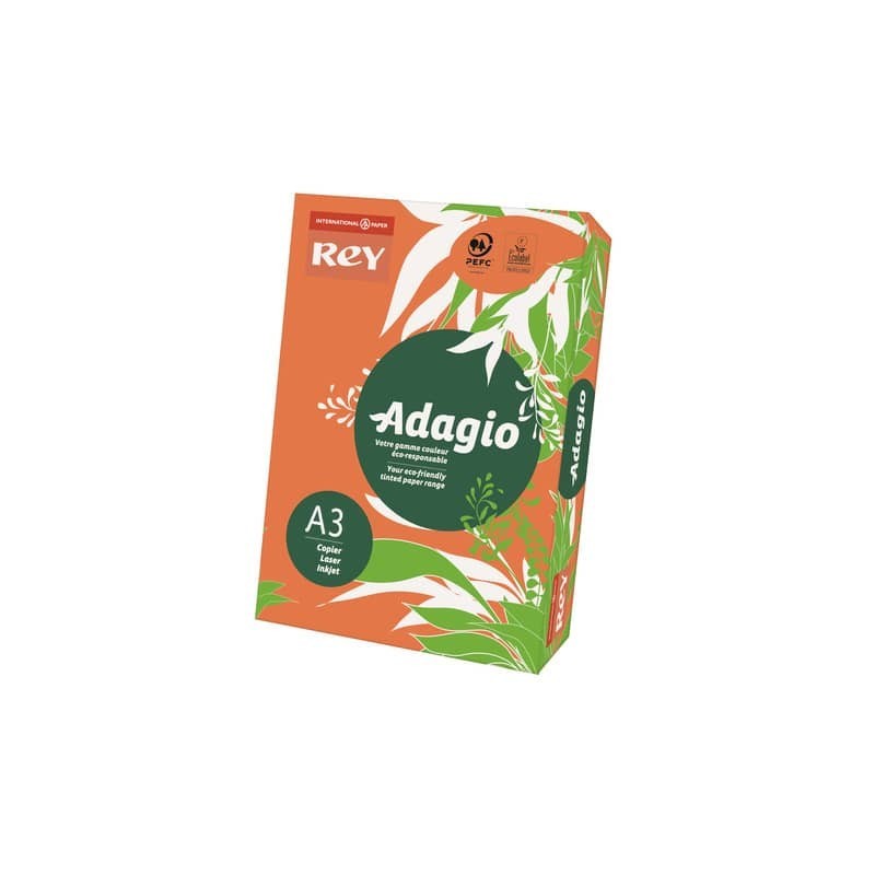 Carta colorata A3 Sylvamo Rey Adagio 80 g/m² arancio 21 - Risma da 500 fogli - ADAGI080X673
