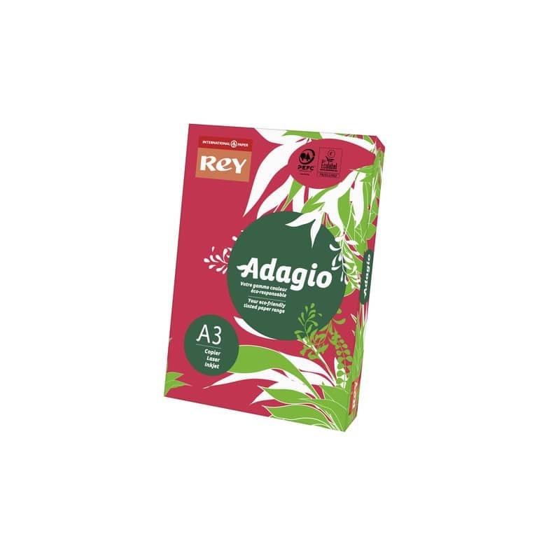 Carta colorata A3 Sylvamo Rey Adagio 80 g/m² rosso intenso 22 - Risma da 500 fogli - ADAGI080X678