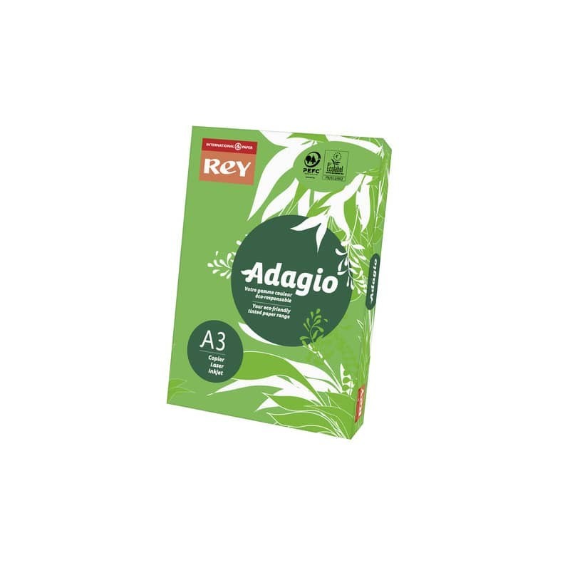 Carta colorata A3 Sylvamo Rey Adagio 80 g/m² verde intenso 52 - Risma da 500 fogli - ADAGI080X682