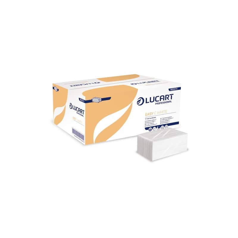 Asciugamani piegati a "C" Lucart Easy C White 1 velo 20 conf. da 192 pezzi - 862074P