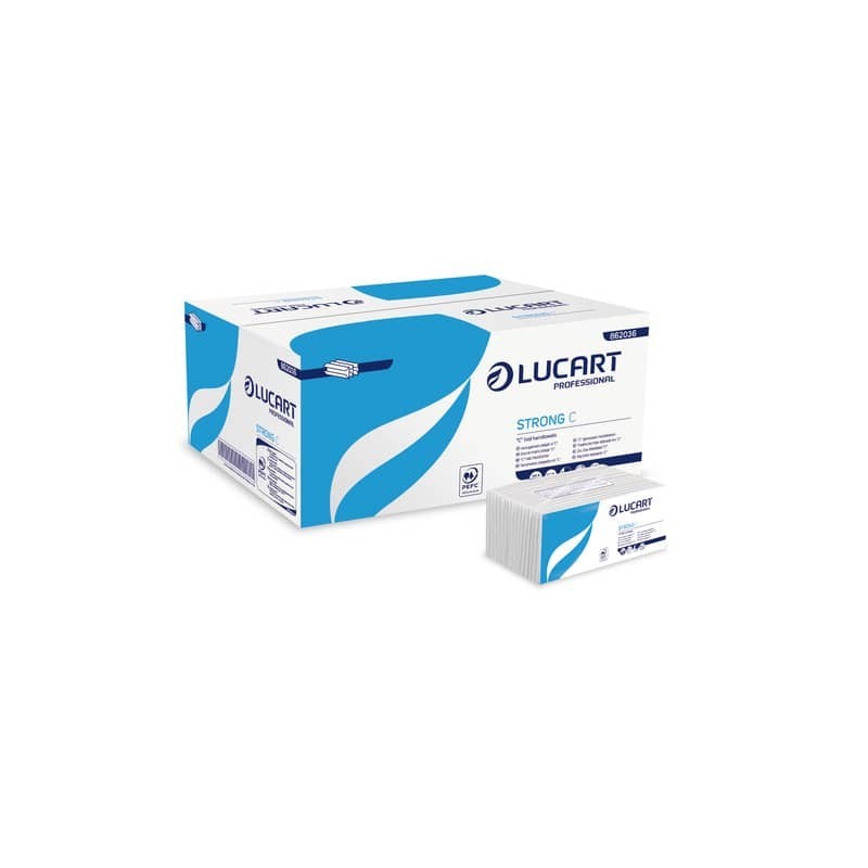 Asciugamani piegati a "C" Lucart Strong C 23x33 cm 1 velo conf. da 192 ff - 862036P (Conf.20)