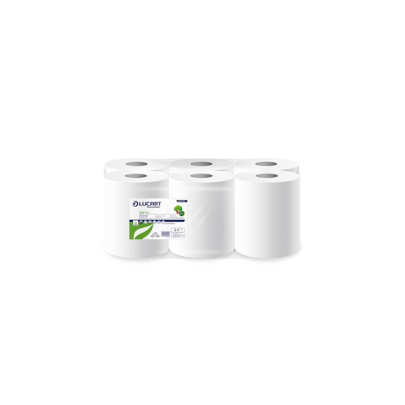 Asciugamani industriali multiuso Lucart Eco 180 m 2 veli 6 rotoli da 486 strappi - 852099I
