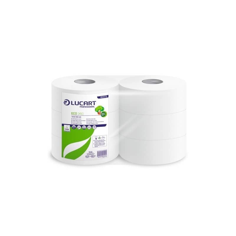 Carta igienica Lucart Eco 360 m jumbo 2 veli 6 rotoli da 973 strappi - 812173P