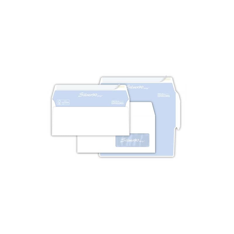 Buste con finestra Pigna Envelopes Silver90 90 g/m² 110x230 mm bianco conf. 500 - 0170578