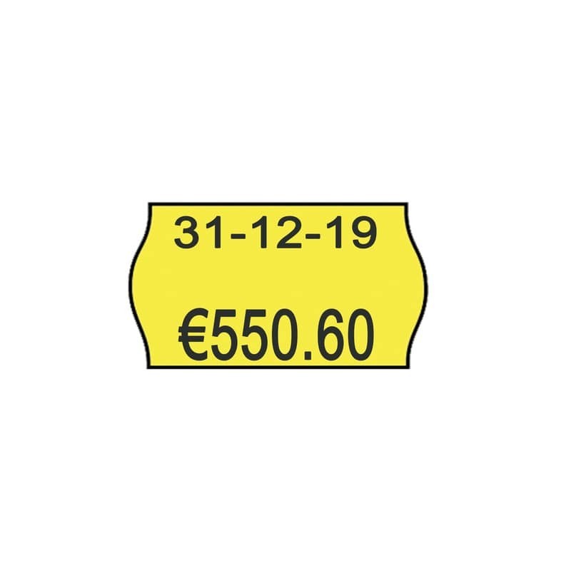 Rotolo da 1000 etichette per prezzatrice Printex sagomate 26x16 mm giallo  fluo removibile conf. 10 rotoli 