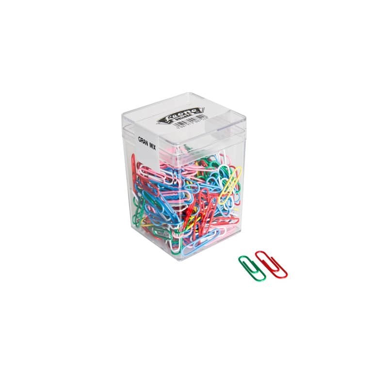 Fermagli Leone Dell'Era in filo ricoperto da plastica colorata Gran Mix misure assortite scatola da 125 g FXPB125GMIX
