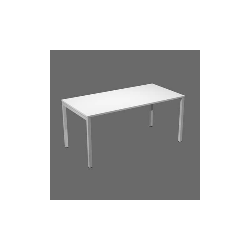 Scrivania piano bianco 180x80xH.72,5 cm gamba a ponte in metallo grigio linea Presto Venere Plus  Artexport - 665/3