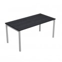 Scrivania piano nero venato frassino 180x80xH.72,5 cm  gamba a ponte metallo grigio linea Presto Venere Plus - 665/8