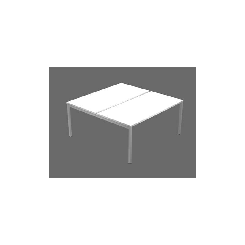 Scrivania Bench doppia piano bianco 140x164x72,5 cm gamba a ponte in metallo grigio Presto Venere Plus - 662B-NOPAR/3