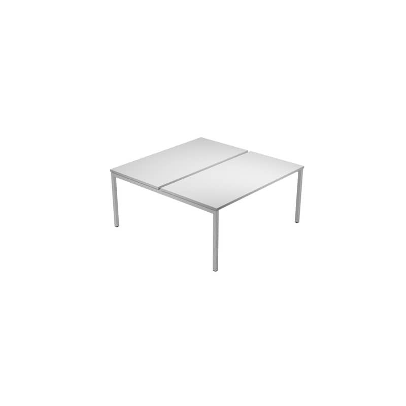 Scrivania Bench doppia piano grigio 140x164x72,5 cm gamba a ponte in metallo grigio Presto Venere Plus - 662B-NOPAR/9