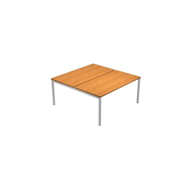 Scrivania Bench doppia piano noce chiaro 160x164x72,5 cm gamba a ponte in metallo grigio Presto Venere Plus - 663B-NOPAR/4