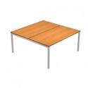 Scrivania Bench doppia piano noce chiaro 180x164x72,5 cm gamba a ponte in metallo grigio Presto Venere Plus - 665B-NOPAR/4