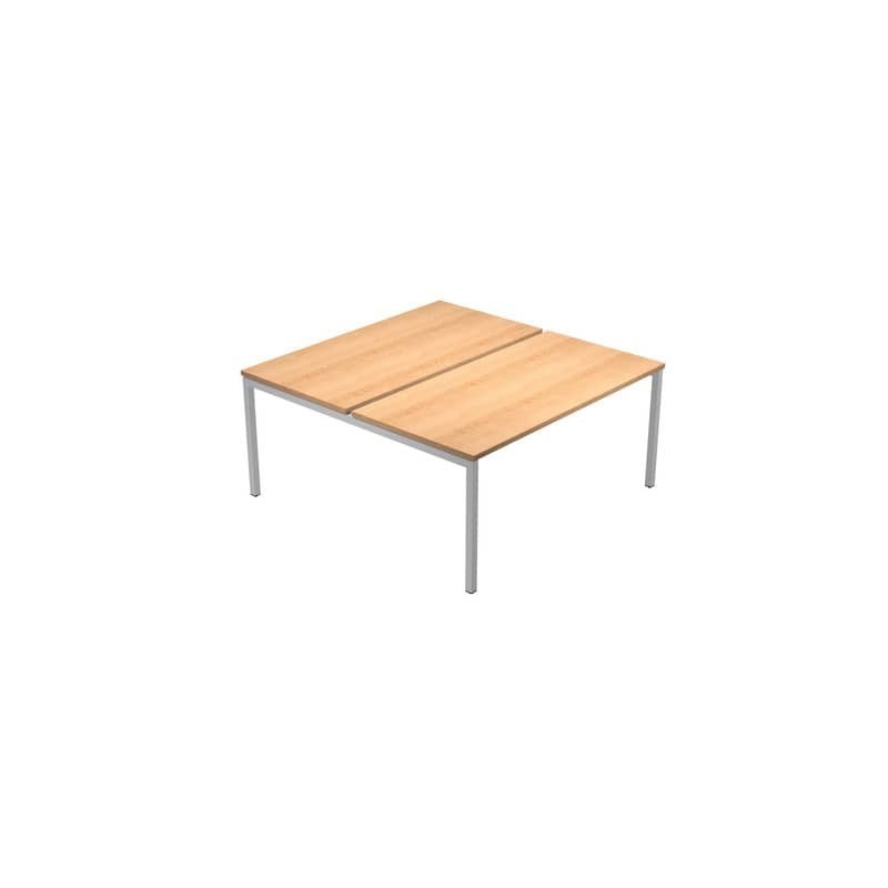 Scrivania Bench doppia piano faggio 180x164x72,5 cm gamba a ponte in metallo grigio Presto Venere Plus - 665B-NOPAR/6