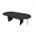 Tavolo riunione ovale nero venato frassino 220x110xH.72 cm gamba a pannello in tinta linea Presto TR-220/8