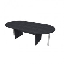 Tavolo riunione ovale nero venato frassino 220x110xH.72 cm gamba a pannello in tinta linea Presto TR-220/8