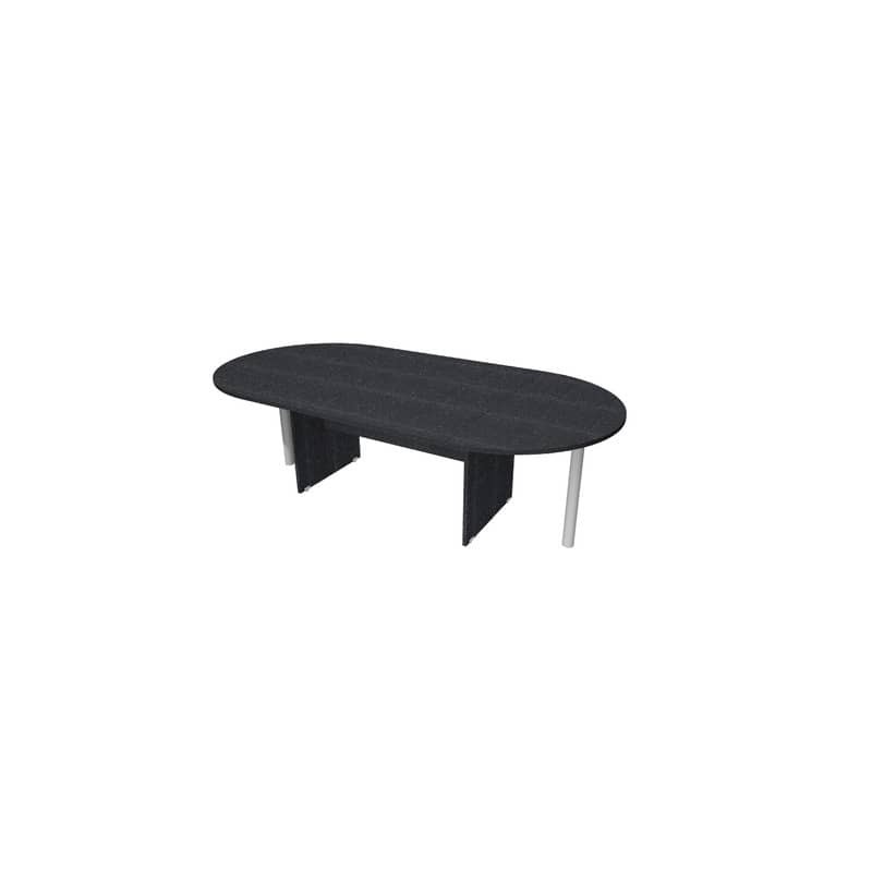 Tavolo riunione ovale nero venato frassino 220x110xH.72 cm gamba a pannello in tinta linea Presto TR-220/8