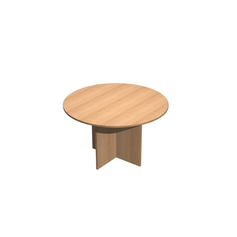Tavolo riunione rotondo faggio Ø120xH.72 cm gamba a pannello in melaminico in tinta linea Presto 60121/6