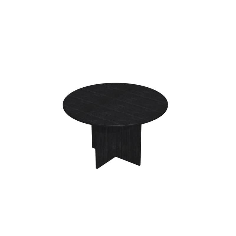 Tavolo riunione rotondo nero venato frassino Ø120xH.72 cm gamba a pannello melaminico in tinta linea Presto60121/8