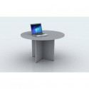 Tavolo riunione rotondo grigio Ø120xH.72 cm gamba a pannello in melaminico in tinta linea Presto 60121/9