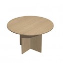Tavolo riunione rotondo rovere Ø120xH.72 cm gamba a pannello in melaminico in tinta linea Presto 60121/C