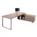 Scrivania manageriale ciliegio arabis 195x170xH.74 cm gamba ad anello con mobile portante linea Flora - 901RIT/M/K