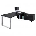 Scrivania manageriale nero venato 225x170xH.74 cm gamba ad anello con mobile portante Flora - 902RIT/M/8