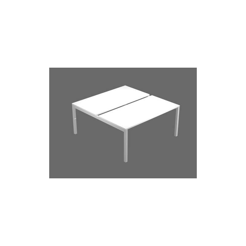 Bench doppio piano bianco 180x168xH.72,5 cm gamba a ponte in metallo grigio alluminio Bridge Artexport BENCH16/C-AA