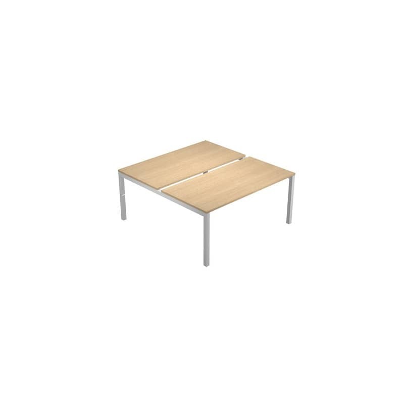 Bench doppio piano rovere 180x168xH.72,5 cm gamba a ponte in metallo grigio alluminio Bridge Artexport BENCH16/J-AA