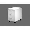 Cassettiera 3 cassetti bianco 44x60xH.60 cm con ruote e chiusura centralizzata, fornita montata lineaBridge/Flex - C3/3