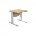 Scrivania piano rovere 80x80xH.73 cm con Modesty Panel gamba a L in metallo grigio alluminio Flex - URB/V-80 + MOD/C