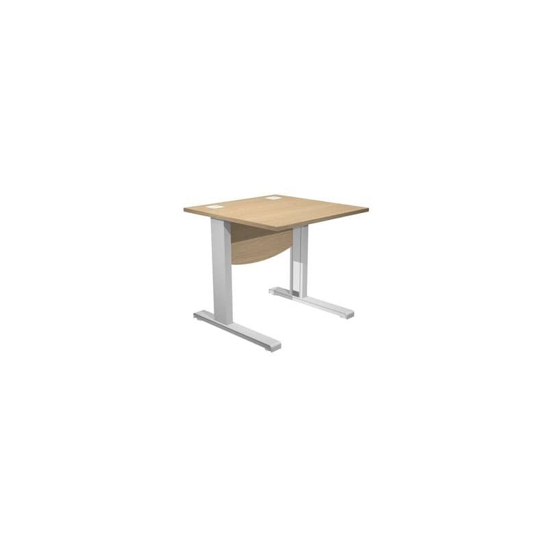 Scrivania piano rovere 80x80xH.73 cm con Modesty Panel gamba a L in metallo grigio alluminio Flex - URB/V-80 + MOD/C