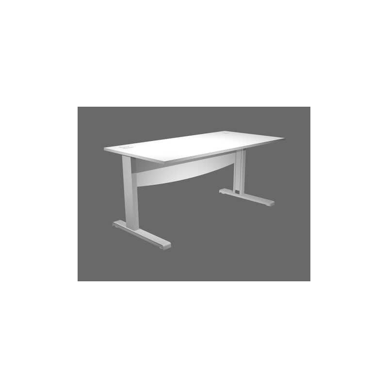 Scrivania piano bianco 160x80xH.73 cm con Modesty Panel gamba a L in metallo grigio alluminio Flex URB/V-160 + MOD/3