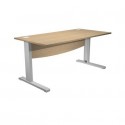 Scrivania piano rovere 160x80xH.73 cm con Modesty Panel gamba a L in metallo grigio alluminio Flex URB/V-160 + MOD/C