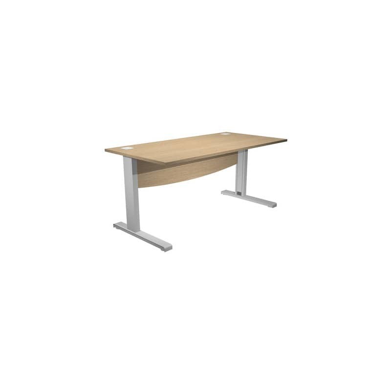 Scrivania piano rovere 160x80xH.73 cm con Modesty Panel gamba a L in metallo grigio alluminio Flex URB/V-160 + MOD/C