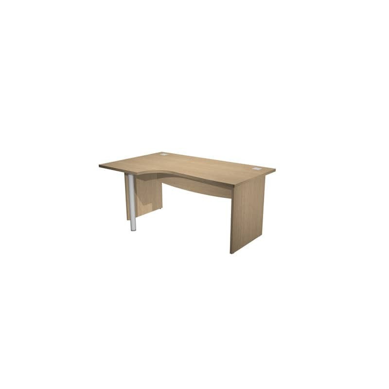 Scrivania ad angolo Compact piano rovere 160x120xH.73 cm gamba a pannello in melaminico + supporto metal lato sinstro