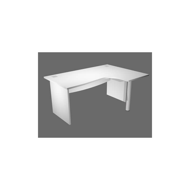 Scrivania ad angolo Compact piano bianco 180x120xH.73 cm gamba a pannello in melaminico + supporto metal lato destro