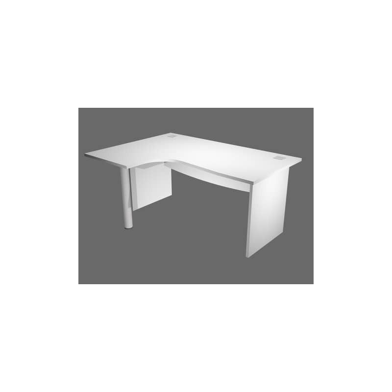 Scrivania ad angolo Compact piano bianco 180x120xH.73 cm gamba a pannello in melaminico + supporto metal lato sinstro