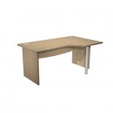 Scrivania ad angolo Compact piano rovere 180x120xH.73 cm gamba a pannello in melaminico + supporto metal lato destro