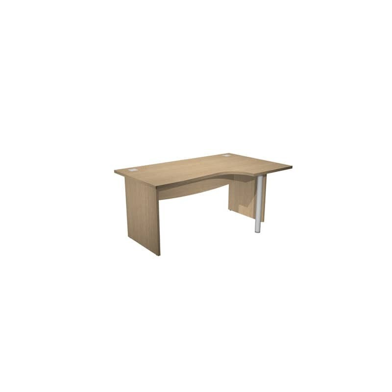 Scrivania ad angolo Compact piano rovere 180x120xH.73 cm gamba a pannello in melaminico + supporto metal lato destro
