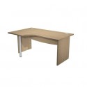 Scrivania ad angolo Compact piano rovere 180x120xH.73 cm gamba a pannello in melaminico + supporto metal lato sinstro