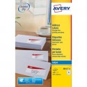 Etichette bianche per buste AVERY QuickDRY™ 63,5x46,6 mm - 18 et/foglio - stampanti inkjet - cf. 25 fogli J8161-25