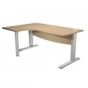 Scrivania ad angolo Compact piano rovere 160x120xH.73 cm gamba a L in metallo + supporto lato sinistro - linea Flex