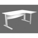 Scrivania ad angolo Compact piano bianco 180x120xH.73 cm gamba a L in metallo + supporto lato destro - linea Flex