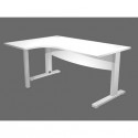 Scrivania ad angolo Compact piano bianco 180x120xH.73 cm gamba a L in metallo + supporto lato sinistro - linea Flex